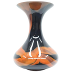Grote Vintage Vaas Glas Zwart Oranje thumbnail 1