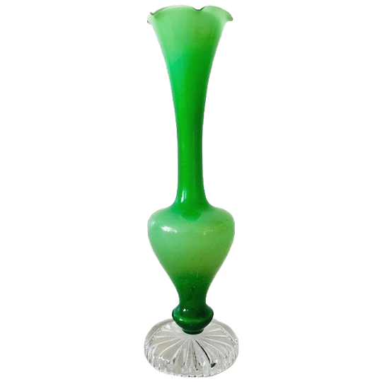Vintage Mid-century Handgeblazen Empoli Groene Glazen Vaas Gegolfd 1960’s 1