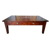 Klassieke Teakhouten Salontafel Afm.140x80cm En 50cm Hoog.