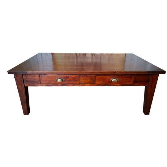 Klassieke Teakhouten Salontafel Afm.140x80cm En 50cm Hoog. 1