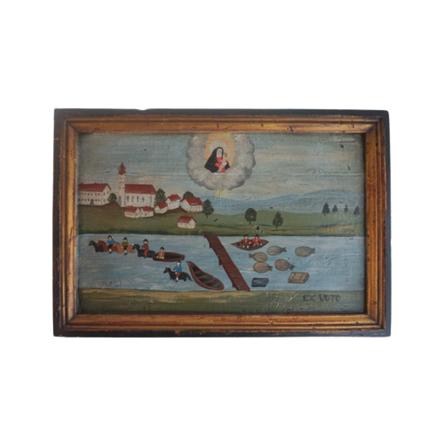 Ex Voto Madonna With Child Oil On Wood In Frame 18Th Century