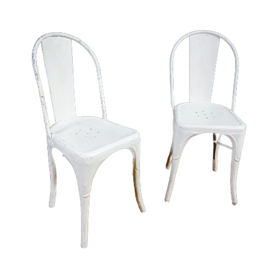 Brocante Tolix Model A Stoelen – Jaren 30 – Wit 1