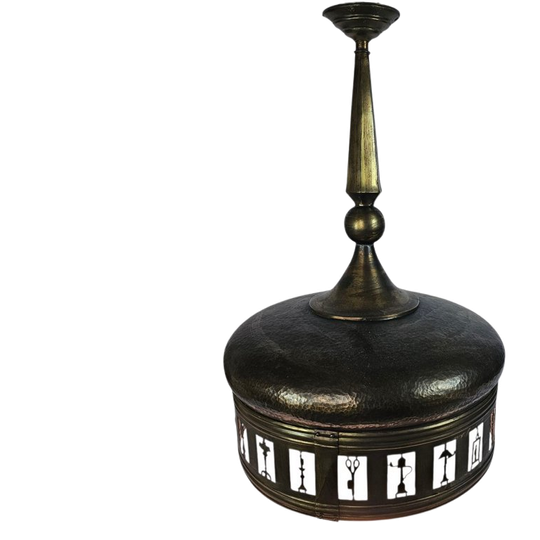 Art Deco - Hanglamp - Gehamerd Beslag - Koper - Messing - 1930's 1