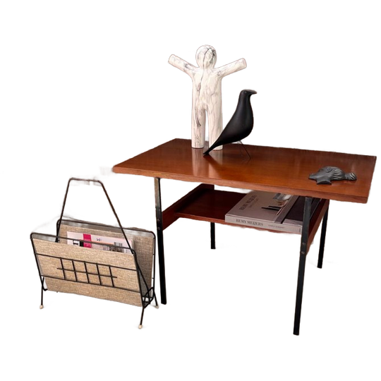 Vintage Houten Bijzettafel, Tafel, Audiomeubel 1