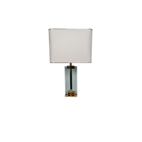 Fratelli Martini Tafellamp, Goud Messing - Glas, Beige Kap, 40X25X67Cm