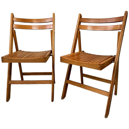 2x Vintage Houten Klapstoelen – Beuk 1
