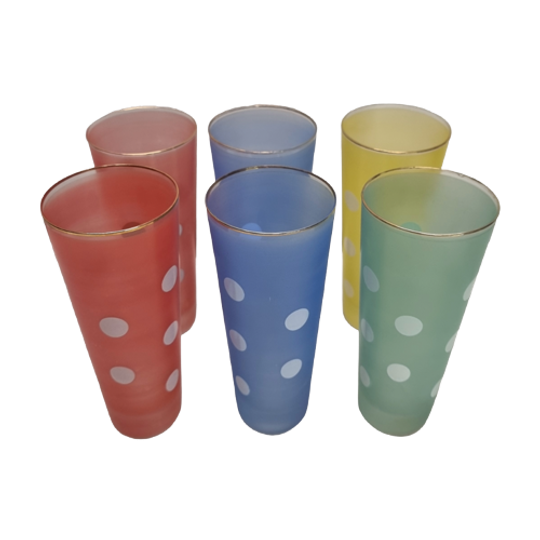 Vintage Longdrink Glazen Met Stippen 1