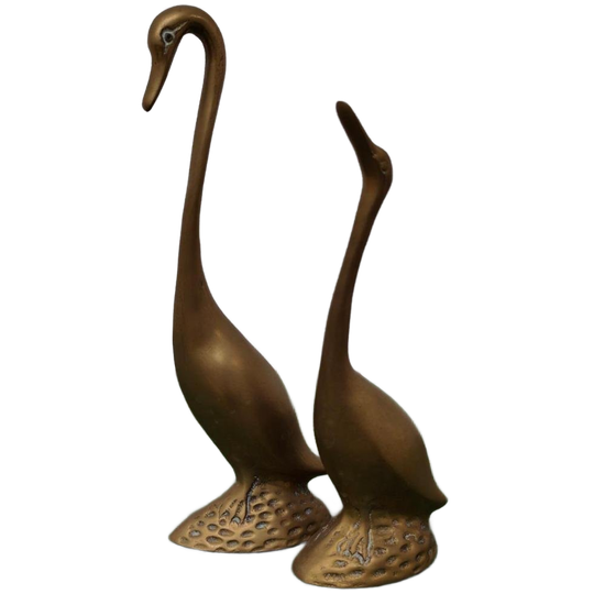 Vintage Messing Beeld Zwanen Of Ganzen, Rosenthal Netter 1