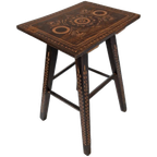 Antiek Houtsnijwerk Tafeltje Plantentafel Krukje thumbnail 1