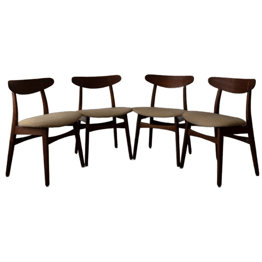 Set Van 4 Vintage Ch30 Eetkamerstoelen Van Hans J. Wegner Voor Carl Hansen & Søn – Deens Design, Jaren 50 1