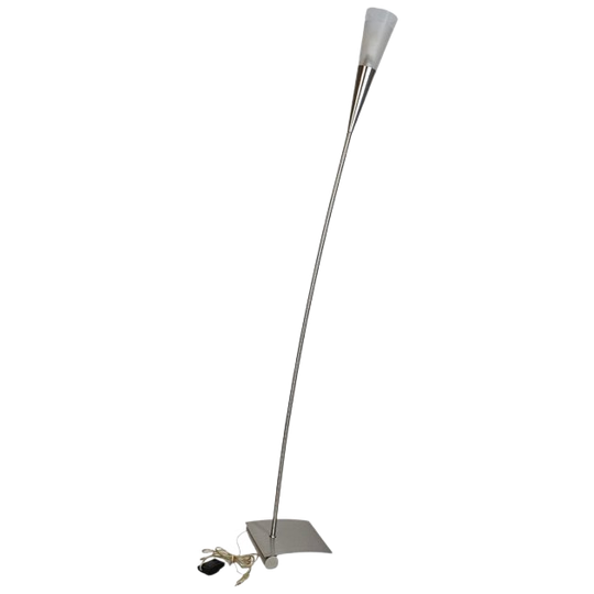 Hala Zeist - Vloerlamp - Geborsteld Staal - Gesatineerd Glas - Post Modern - 90's 1