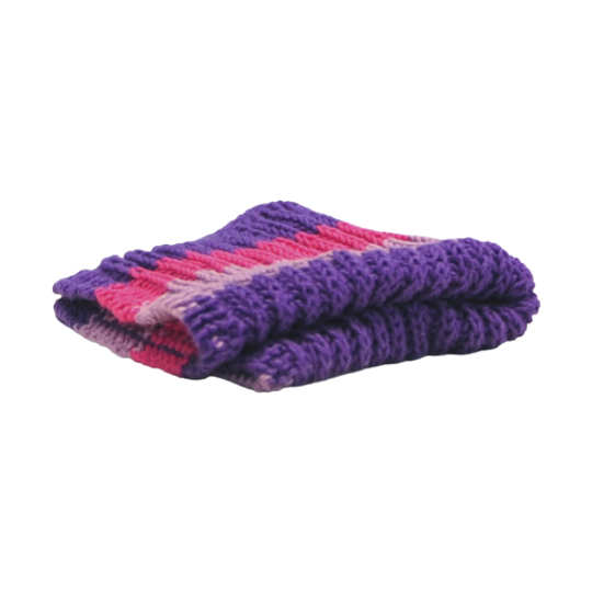 Gebreid Keukendoekje Roze & Donkerpaars 1