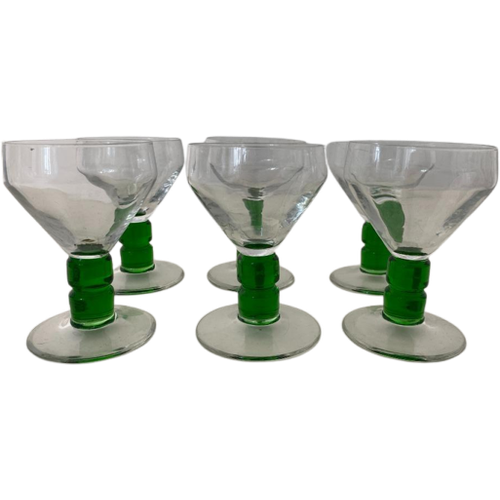 6X Vintage Borrelglas Groene Steel Doyen