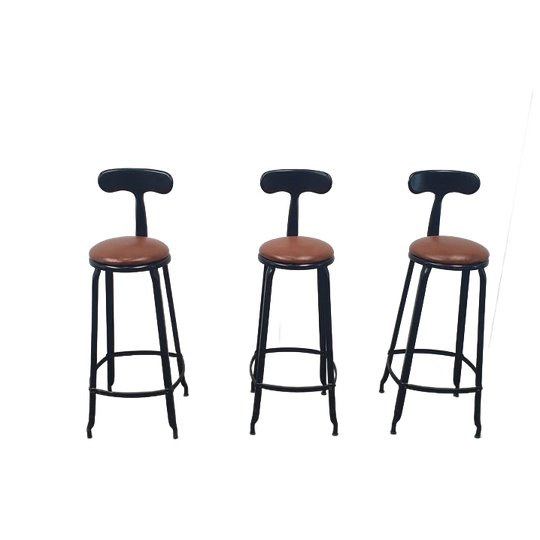 3x Chaise Nicolle Franse Industriële Metalen Design Barkruk 1