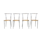 4X Postmodern Dining Chair In Chrome And Plywood By Segis, 1990S thumbnail 1