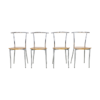 4X Postmodern Dining Chair In Chrome And Plywood By Segis, 1990S