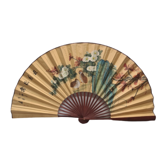 Grote Vintage Chinese Waaier Met Vogels 1