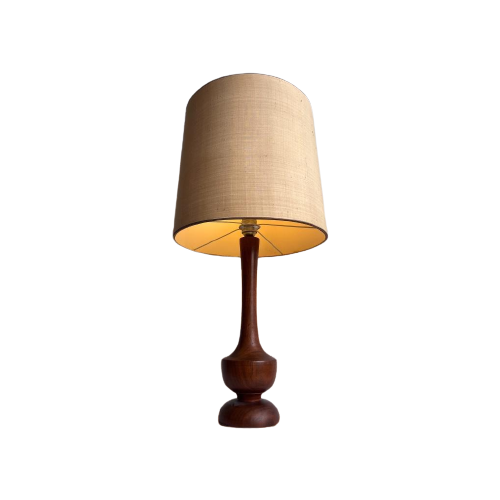 Vintage Houten Tafellamp / Verlichting Met Teaken Voet