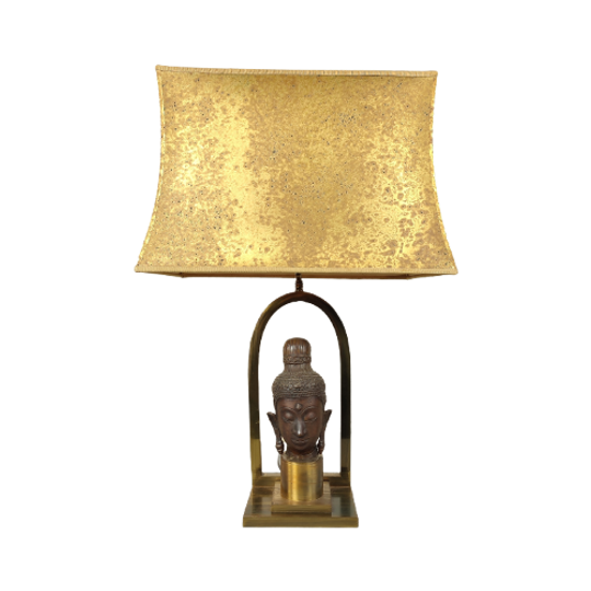 Tafellamp Met Bronzen Boeddha Hoofd 1