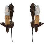 Vintage Messing Hollywood Regency Wandlampjes Bedlampjes Set Prijs thumbnail 1