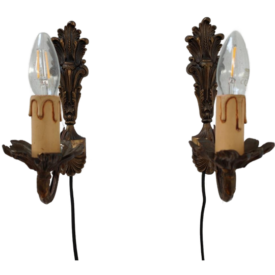Vintage Messing Hollywood Regency Wandlampjes Bedlampjes Set Prijs 1