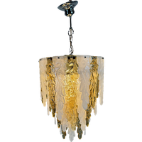 Xl Murano Chandelier Gold/ White Leaves