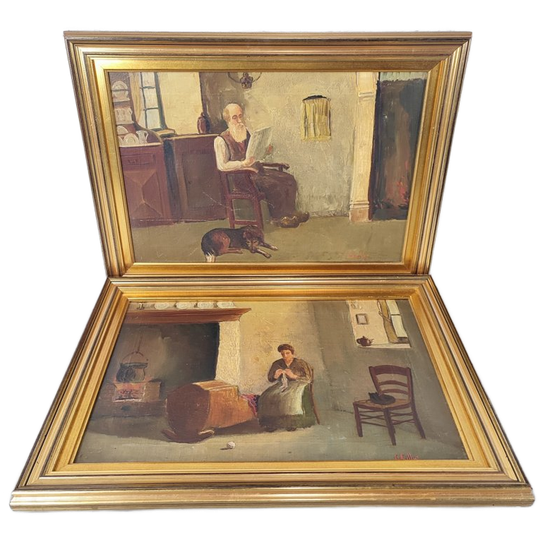 G. Gillis - 2 Schilderijen - Interieur 1