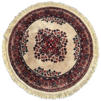 Vloerkleed Beige/Red Persian Look Rond Vintage thumbnail 1