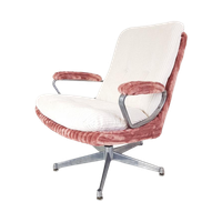 Vintage Strassle Fauteuil | Draaifauteuil Roze Witte Ribstof