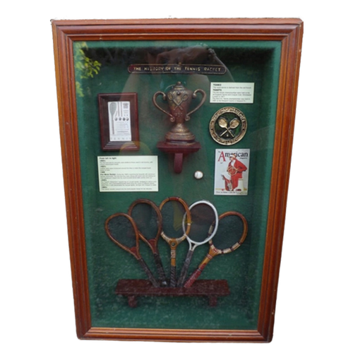 Vintage Vitrine Het Tennisracket Jaren 1880-Jaren 1950.