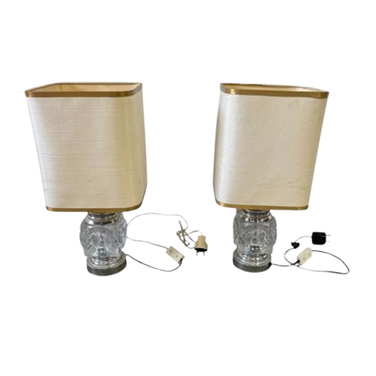 Set Van 2 Vintage Tafellampen Ice Cube Massive 1