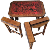 Art Deco / Nesting Table 3 X / Attributed To Maison Franck / Inlaid Tortoiseshell Top / 1920