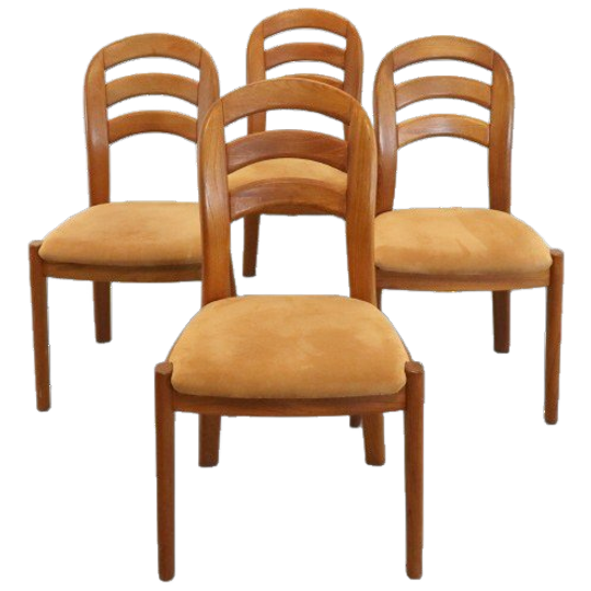 Set 4 Glostrup Stoelen Eetkamerstoelen Massief Teak 'gronsalen' Vintage 1