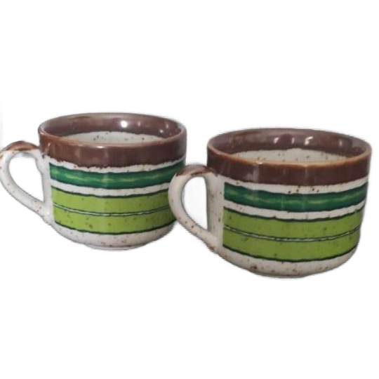 Vintage Soepkommen Groen Beige Bruin 2X 1