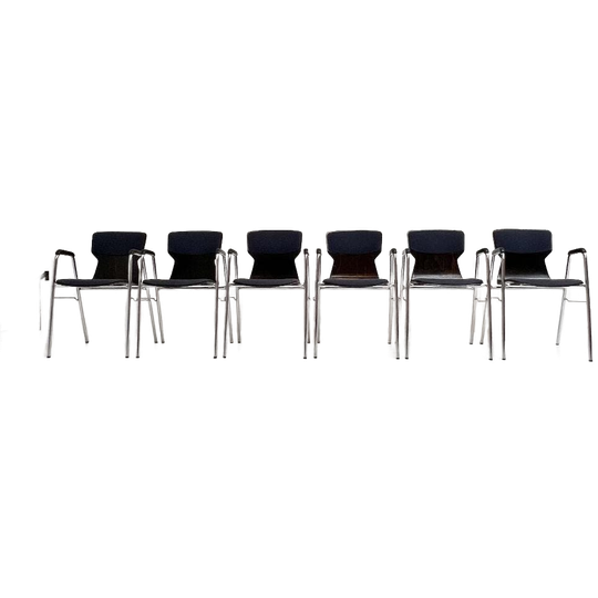 Set Van 6 Gestoffeerde Eromes Pagholz Stoelen, 1960's 1