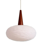 Ophanging In Witte Opaline En Teakhout, Scandinavische Stijl thumbnail 1