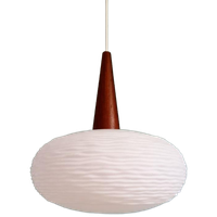 Ophanging In Witte Opaline En Teakhout, Scandinavische Stijl