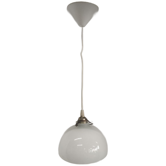 Vintage Plafondlamp Hanglamp (opaalglas/messing) 1