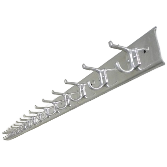 225 Cm Lange Aluminium Wandkapstok Met 16 Dubbele Haken, Jaren 60 1
