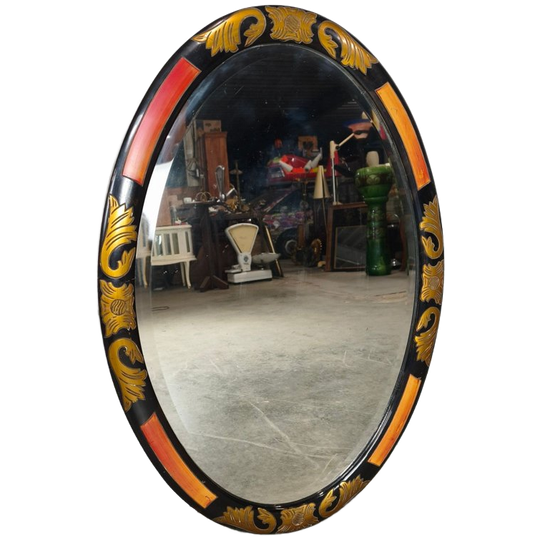 Ovale Houten Spiegel Chinoiserie 1