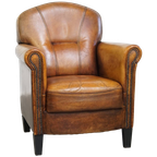 Mooie Statige Fauteuil/ Armchair Gemaakt Van Schapenleer Met Een Correcte Zitcomfort thumbnail 1