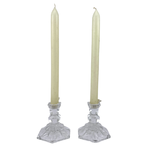 Set Glazen Kandelaars 8Cm Hoog - Glas Kaarshouder- Kerst