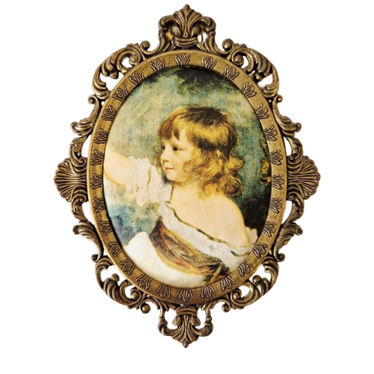 Barok Lijstje Met Zijde Afbeelding Schilderijtje Vintage 1