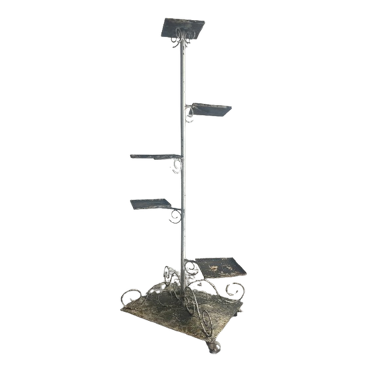 Vintage Metal Plant Stand On Wheels 1