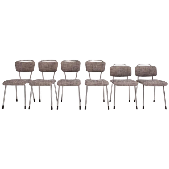 Set Van 6 Geherstoffeerde Gebroeders de Wit Stoelen, 1960's 1
