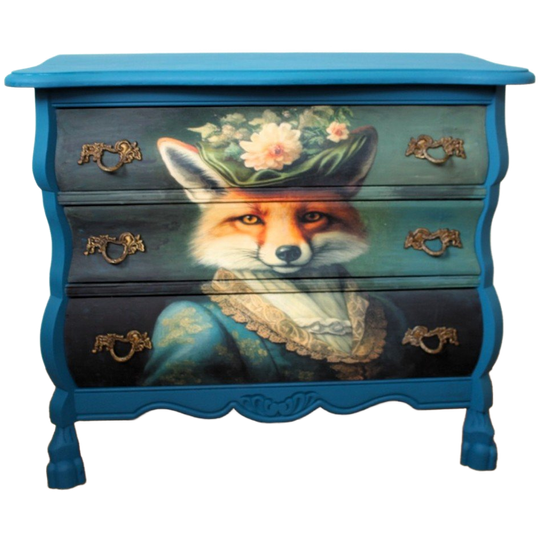Blauw Buikkastje Met Vos - Brocante En Eclectisch 1