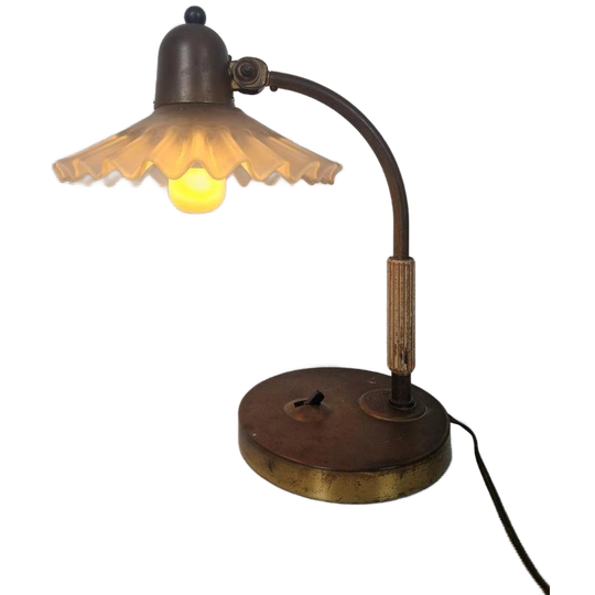 Jaren 30 Art Deco Bureau Lamp Notaris Lamp. 1