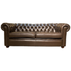 Originele Chesterfield 3 Zits Bank Van Salvale Bruin Leer thumbnail 1