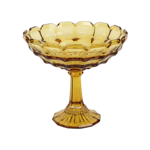 Art Deco Amber Oranje Fruitschaal Schaal Depression Glass