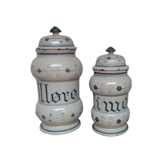 Set Van 2 Keramische Italiaanse Voorraad/kruidenpotten. 1